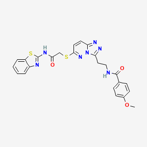 molecular formula C24H21N7O3S2 B2563958 N-(2-(6-((2-(benzo[d]thiazol-2-ylamino)-2-oxoethyl)thio)-[1,2,4]triazolo[4,3-b]pyridazin-3-yl)ethyl)-4-methoxybenzamide CAS No. 872996-13-9