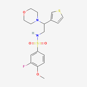 molecular formula C17H21FN2O4S2 B2563959 3-fluoro-4-methoxy-N-(2-morpholino-2-(thiophen-3-yl)ethyl)benzenesulfonamide CAS No. 946249-49-6
