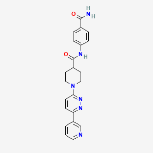 molecular formula C22H22N6O2 B2563967 N-(4-carbamoylphenyl)-1-(6-(pyridin-3-yl)pyridazin-3-yl)piperidine-4-carboxamide CAS No. 1105220-16-3
