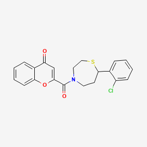 molecular formula C21H18ClNO3S B2563968 2-(7-(2-chlorophenyl)-1,4-thiazepane-4-carbonyl)-4H-chromen-4-one CAS No. 1705099-59-7