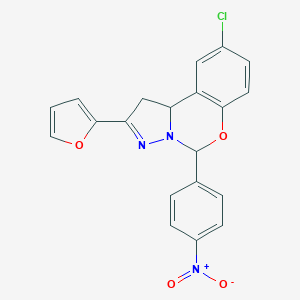 molecular formula C20H14ClN3O4 B256397 9-Chloro-2-(2-furyl)-5-(4-nitrophenyl)-1,10b-dihydropyrazolo[1,5-c][1,3]benzoxazine 