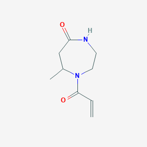 molecular formula C9H14N2O2 B2563977 7-Methyl-1-prop-2-enoyl-1,4-diazepan-5-one CAS No. 2153979-39-4