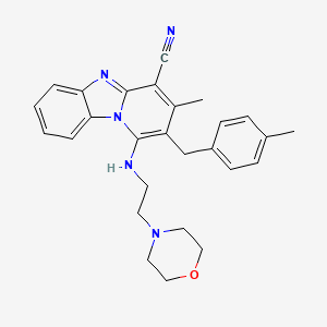 molecular formula C27H29N5O B2563979 3-Methyl-2-[(4-methylphenyl)methyl]-1-(2-morpholin-4-ylethylamino)pyrido[1,2-a]benzimidazole-4-carbonitrile CAS No. 861123-09-3