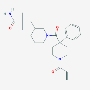 molecular formula C25H35N3O3 B2563981 2,2-Dimethyl-3-[1-(4-phenyl-1-prop-2-enoylpiperidine-4-carbonyl)piperidin-3-yl]propanamide CAS No. 2361750-32-3