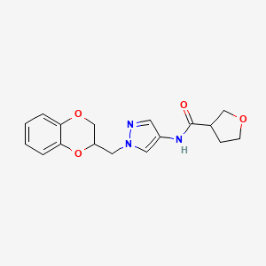 molecular formula C17H19N3O4 B2563984 N-(1-((2,3-dihydrobenzo[b][1,4]dioxin-2-yl)methyl)-1H-pyrazol-4-yl)tetrahydrofuran-3-carboxamide CAS No. 1798543-29-9