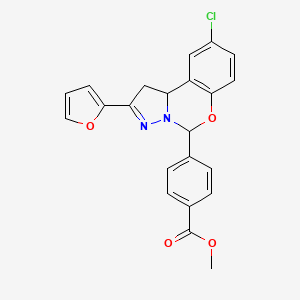 molecular formula C22H17ClN2O4 B2563987 4-[9-氯-2-(2-呋喃基)-1,10b-二氢吡唑并[1,5-c][1,3]苯并恶嗪-5-基]苯甲酸甲酯 CAS No. 452052-23-2