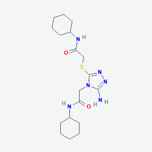 molecular formula C18H30N6O2S B256399 2-(3-amino-5-{[2-(cyclohexylamino)-2-oxoethyl]sulfanyl}-4H-1,2,4-triazol-4-yl)-N-cyclohexylacetamide 