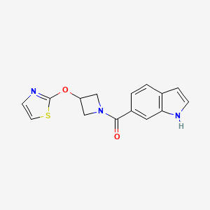 molecular formula C15H13N3O2S B2563991 (1H-indol-6-yl)(3-(thiazol-2-yloxy)azetidin-1-yl)methanone CAS No. 1797741-92-4