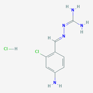 molecular formula C8H11Cl2N5 B2563996 2-[(E)-(4-Amino-2-chlorophenyl)methylideneamino]guanidine;hydrochloride CAS No. 2138808-82-7