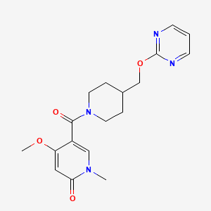 molecular formula C18H22N4O4 B2564001 4-Methoxy-1-methyl-5-[4-(pyrimidin-2-yloxymethyl)piperidine-1-carbonyl]pyridin-2-one CAS No. 2380059-61-8