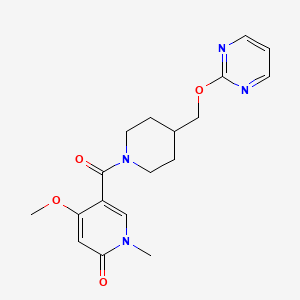 molecular formula C18H22N4O4 B2564001 4-Methoxy-1-methyl-5-{4-[(pyrimidin-2-yloxy)methyl]piperidine-1-carbonyl}-1,2-dihydropyridin-2-one CAS No. 2380059-61-8