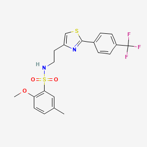 molecular formula C20H19F3N2O3S2 B2564002 2-甲氧基-5-甲基-N-(2-(2-(4-(三氟甲基)苯基)噻唑-4-基)乙基)苯磺酰胺 CAS No. 896607-82-2