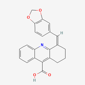 molecular formula C22H17NO4 B2564015 (4Z)-4-(1,3-benzodioxol-5-ylmethylidene)-2,3-dihydro-1H-acridine-9-carboxylic acid CAS No. 647036-22-4