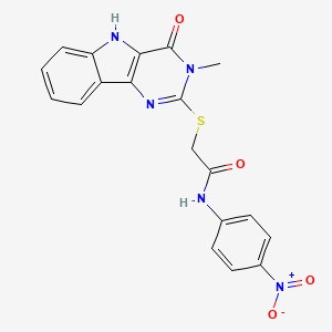 molecular formula C19H15N5O4S B2564019 2-[(3-methyl-4-oxo-5H-pyrimido[5,4-b]indol-2-yl)sulfanyl]-N-(4-nitrophenyl)acetamide CAS No. 537668-09-0