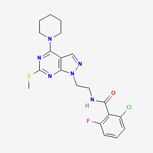 2-chloro-6-fluoro-N-(2-(6-(methylthio)-4-(piperidin-1-yl)-1H-pyrazolo[3,4-d]pyrimidin-1-yl)ethyl)benzamide
