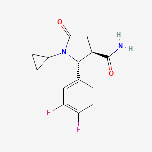 molecular formula C14H14F2N2O2 B2564029 (2R,3R)-1-cyclopropyl-2-(3,4-difluorophenyl)-5-oxopyrrolidine-3-carboxamide CAS No. 1820579-97-2