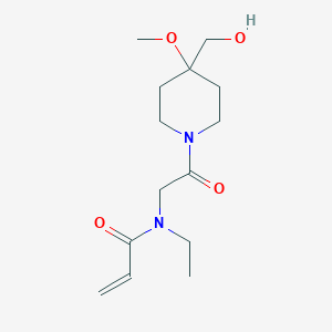 molecular formula C14H24N2O4 B2564036 N-Ethyl-N-[2-[4-(hydroxymethyl)-4-methoxypiperidin-1-yl]-2-oxoethyl]prop-2-enamide CAS No. 2324069-41-0