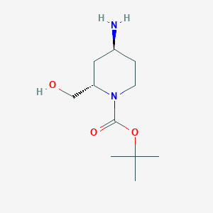 molecular formula C11H22N2O3 B2564045 叔丁基(2S,4S)-4-氨基-2-(羟甲基)哌啶-1-羧酸酯 CAS No. 1402249-04-0