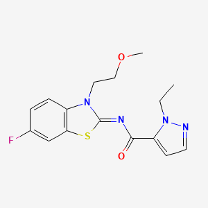 molecular formula C16H17FN4O2S B2564049 (E)-1-乙基-N-(6-氟-3-(2-甲氧基乙基)苯并[d]噻唑-2(3H)-亚烷基)-1H-吡唑-5-甲酰胺 CAS No. 1173590-32-3