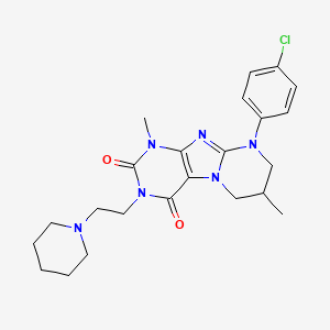 9-(4-chlorophenyl)-1,7-dimethyl-3-(2-piperidin-1-ylethyl)-6,7,8,9-tetrahydropyrimido[2,1-f]purine-2,4(1H,3H)-dione