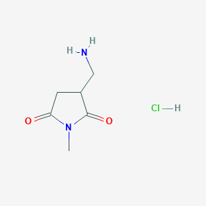 molecular formula C6H11ClN2O2 B2564054 3-(Aminomethyl)-1-methylpyrrolidine-2,5-dione hydrochloride CAS No. 86970-11-8