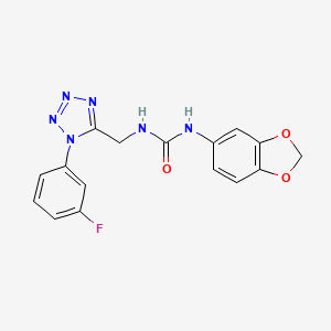 molecular formula C16H13FN6O3 B2564061 1-(benzo[d][1,3]dioxol-5-yl)-3-((1-(3-fluorophenyl)-1H-tetrazol-5-yl)methyl)urea CAS No. 920419-84-7