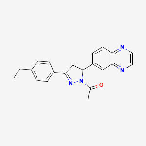 molecular formula C21H20N4O B2564071 1-(3-(4-ethylphenyl)-5-(quinoxalin-6-yl)-4,5-dihydro-1H-pyrazol-1-yl)ethanone CAS No. 946258-58-8
