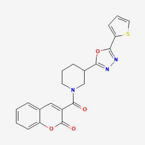 molecular formula C21H17N3O4S B2564075 3-(3-(5-(噻吩-2-基)-1,3,4-恶二唑-2-基)哌啶-1-羰基)-2H-色烯-2-酮 CAS No. 1226428-64-3