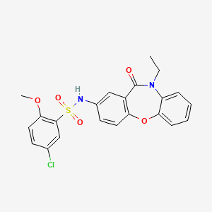 molecular formula C22H19ClN2O5S B2564076 5-chloro-N-(10-ethyl-11-oxo-10,11-dihydrodibenzo[b,f][1,4]oxazepin-2-yl)-2-methoxybenzenesulfonamide CAS No. 922137-18-6