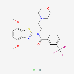 molecular formula C23H25ClF3N3O4S B2564095 盐酸N-(4,7-二甲氧基苯并[d]噻唑-2-基)-N-(2-吗啉乙基)-3-(三氟甲基)苯甲酰胺 CAS No. 1215798-14-3