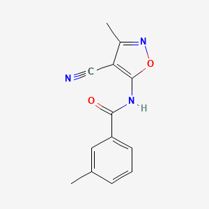 molecular formula C13H11N3O2 B2564098 N-(4-cyano-3-methyl-5-isoxazolyl)-3-methylbenzenecarboxamide CAS No. 861212-51-3