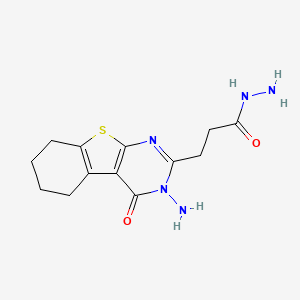 molecular formula C13H17N5O2S B2564110 3-(3-氨基-4-氧代-3,4,5,6,7,8-六氢[1]苯并噻吩并[2,3-d]嘧啶-2-基)丙烷酰肼 CAS No. 299962-34-8