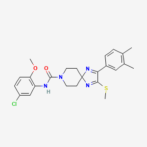 molecular formula C24H27ClN4O2S B2564151 N-(5-chloro-2-methoxyphenyl)-2-(3,4-dimethylphenyl)-3-(methylthio)-1,4,8-triazaspiro[4.5]deca-1,3-diene-8-carboxamide CAS No. 894889-87-3