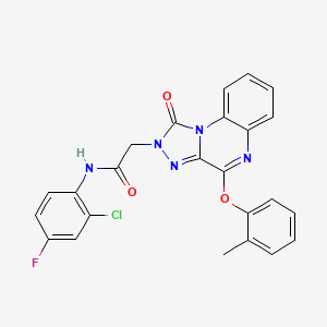 molecular formula C24H17ClFN5O3 B2564162 N-(2-氯-4-氟苯基)-2-[4-(2-甲基苯氧基)-1-氧代[1,2,4]三唑并[4,3-a]喹喔啉-2(1H)-基]乙酰胺 CAS No. 1189493-68-2