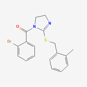 molecular formula C18H17BrN2OS B2564211 (2-bromophenyl)(2-((2-methylbenzyl)thio)-4,5-dihydro-1H-imidazol-1-yl)methanone CAS No. 851801-20-2