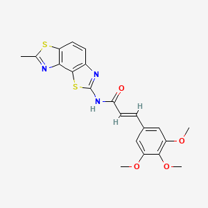 molecular formula C21H19N3O4S2 B2564219 (E)-N-(7-methylbenzo[1,2-d:3,4-d']bis(thiazole)-2-yl)-3-(3,4,5-trimethoxyphenyl)acrylamide CAS No. 1173579-42-4