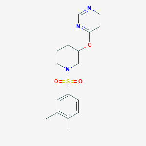 molecular formula C17H21N3O3S B2564227 4-((1-((3,4-二甲苯基)磺酰基)哌啶-3-基)氧基)嘧啶 CAS No. 2034499-79-9