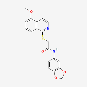 B2564235 N-(benzo[d][1,3]dioxol-5-yl)-2-((5-methoxyisoquinolin-1-yl)thio)acetamide CAS No. 1203275-87-9