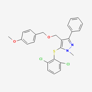 B2564244 5-[(2,6-dichlorophenyl)sulfanyl]-4-{[(4-methoxybenzyl)oxy]methyl}-1-methyl-3-phenyl-1H-pyrazole CAS No. 318248-44-1