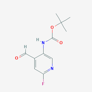 molecular formula C11H13FN2O3 B2564260 叔丁基（6-氟-4-甲酰基吡啶-3-基）氨基甲酸酯 CAS No. 2442597-59-1