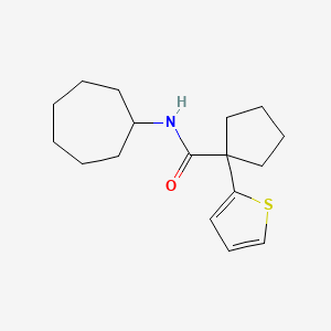 molecular formula C17H25NOS B2564263 N-cycloheptyl-1-(thiophen-2-yl)cyclopentanecarboxamide CAS No. 1049514-06-8