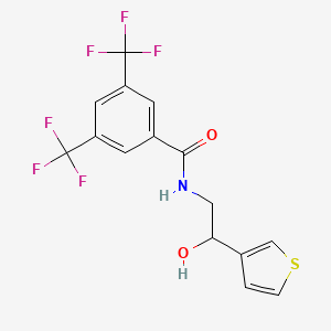 molecular formula C15H11F6NO2S B2564270 N-(2-hydroxy-2-(thiophen-3-yl)ethyl)-3,5-bis(trifluoromethyl)benzamide CAS No. 1251686-02-8