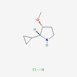 molecular formula C8H16ClNO B2564275 (2R,3R)-2-环丙基-3-甲氧基吡咯烷;盐酸盐 CAS No. 2413846-76-9
