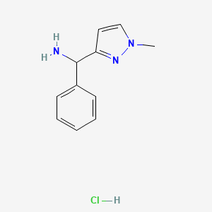 molecular formula C11H14ClN3 B2564277 (1-甲基-1H-吡唑-3-基)(苯基)甲胺盐酸盐 CAS No. 2230798-70-4