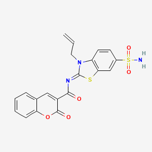 molecular formula C20H15N3O5S2 B2564280 (Z)-N-(3-烯丙基-6-磺酰基苯并[d]噻唑-2(3H)-亚甲基)-2-氧代-2H-色烯-3-甲酰胺 CAS No. 865176-34-7