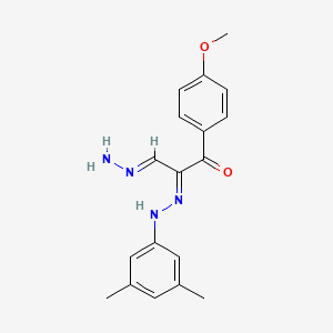 molecular formula C18H20N4O2 B2564285 (2E,3E)-2-[2-(3,5-dimethylphenyl)hydrazin-1-ylidene]-3-hydrazinylidene-1-(4-methoxyphenyl)propan-1-one CAS No. 338400-36-5