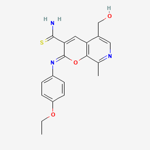 (2Z)-2-[(4-ethoxyphenyl)imino]-5-(hydroxymethyl)-8-methyl-2H-pyrano[2,3-c]pyridine-3-carbothioamide