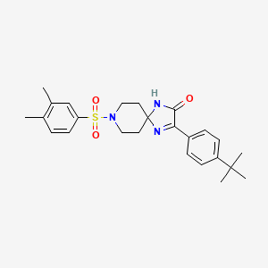 molecular formula C25H31N3O3S B2564287 3-(4-(Tert-butyl)phenyl)-8-((3,4-dimethylphenyl)sulfonyl)-1,4,8-triazaspiro[4.5]dec-3-en-2-one CAS No. 1185069-35-5