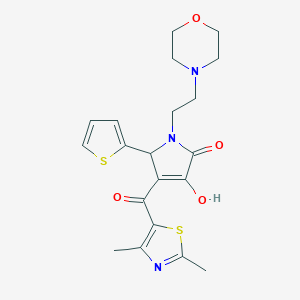molecular formula C20H23N3O4S2 B256430 4-[(2,4-dimethyl-1,3-thiazol-5-yl)carbonyl]-3-hydroxy-1-[2-(4-morpholinyl)ethyl]-5-(2-thienyl)-1,5-dihydro-2H-pyrrol-2-one 