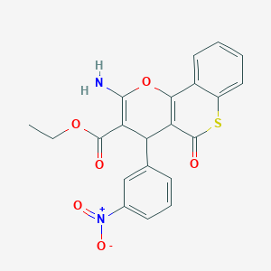 molecular formula C21H16N2O6S B2564324 2-氨基-4-(3-硝基苯基)-5-氧代-4H,5H-硫代色烯并[4,3-b]吡喃-3-羧酸乙酯 CAS No. 939889-05-1